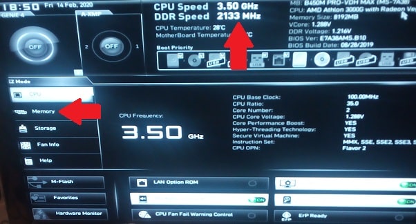 Technician adjusting BIOS settings for RAM overclocking